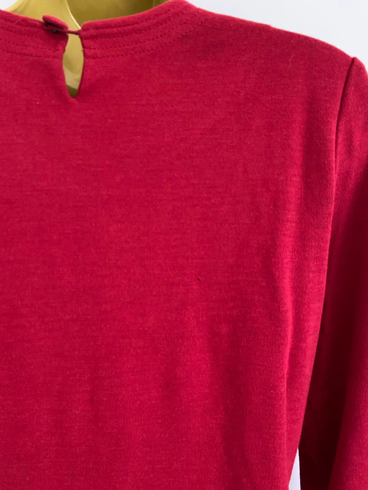 St Michael M&S Red Long Sleeve Dress Upcycling Project Small Hole Approx Size 12