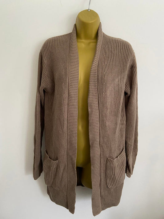 Max and Mia Ladies Brown Longline Cardigan -Chunky Rib Knit, Size Small, BNWOT