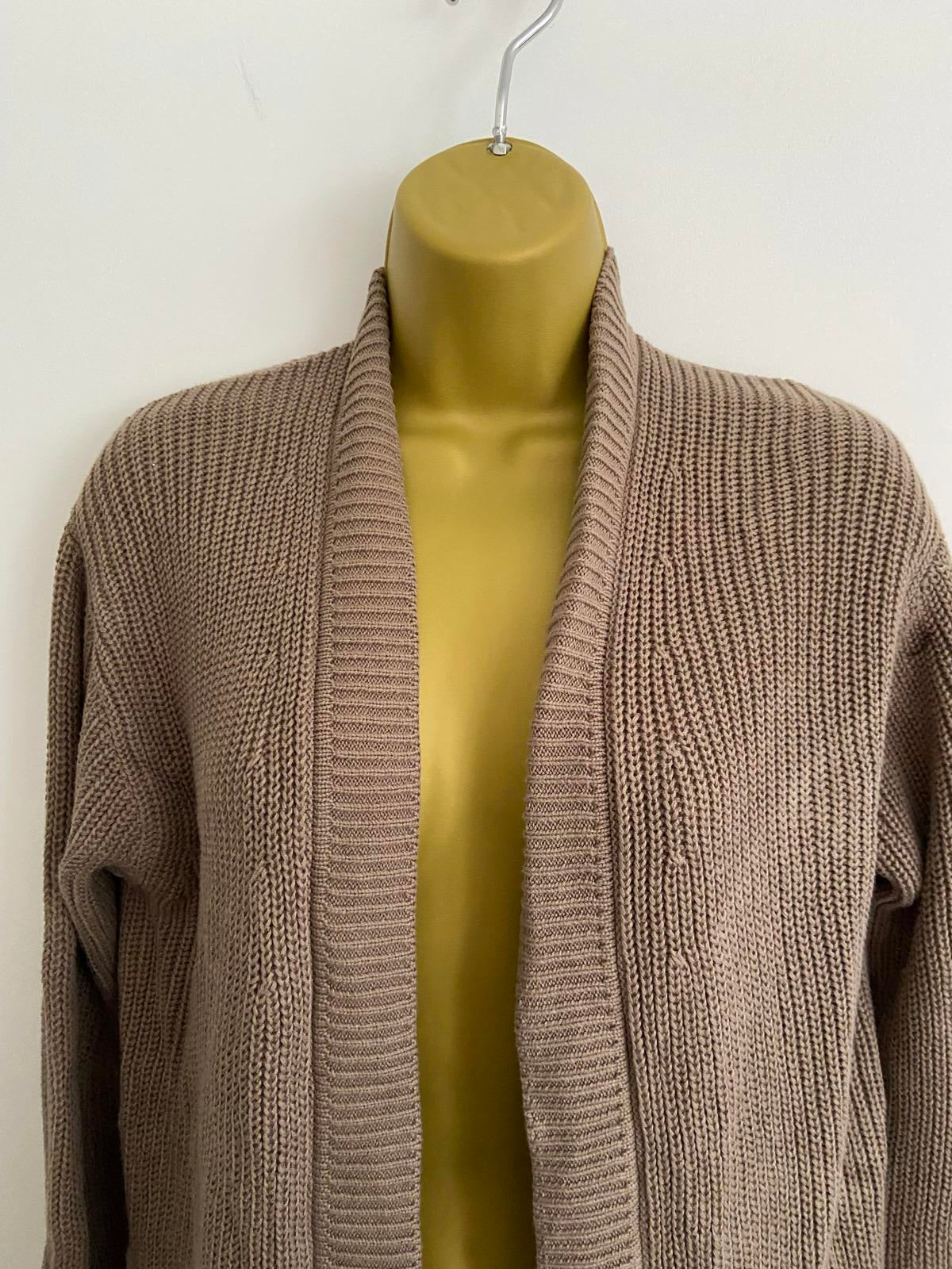 Max and Mia Ladies Brown Longline Cardigan -Chunky Rib Knit, Size Small, BNWOT