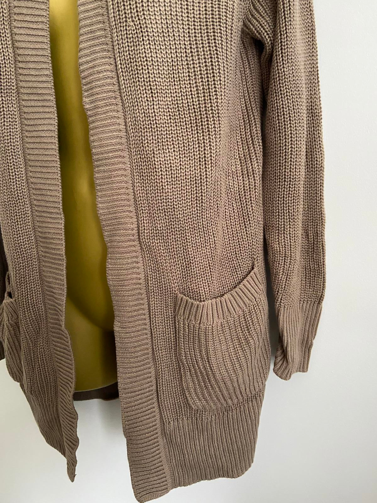 Max and Mia Ladies Brown Longline Cardigan -Chunky Rib Knit, Size Small, BNWOT