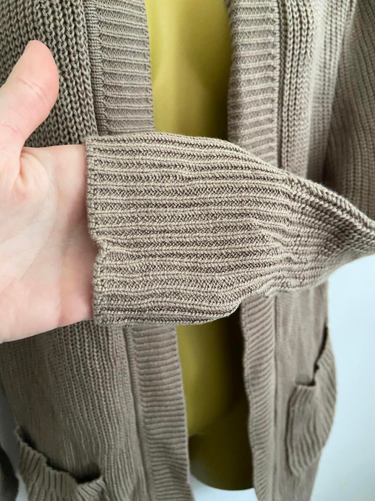 Max and Mia Ladies Brown Longline Cardigan -Chunky Rib Knit, Size Small, BNWOT