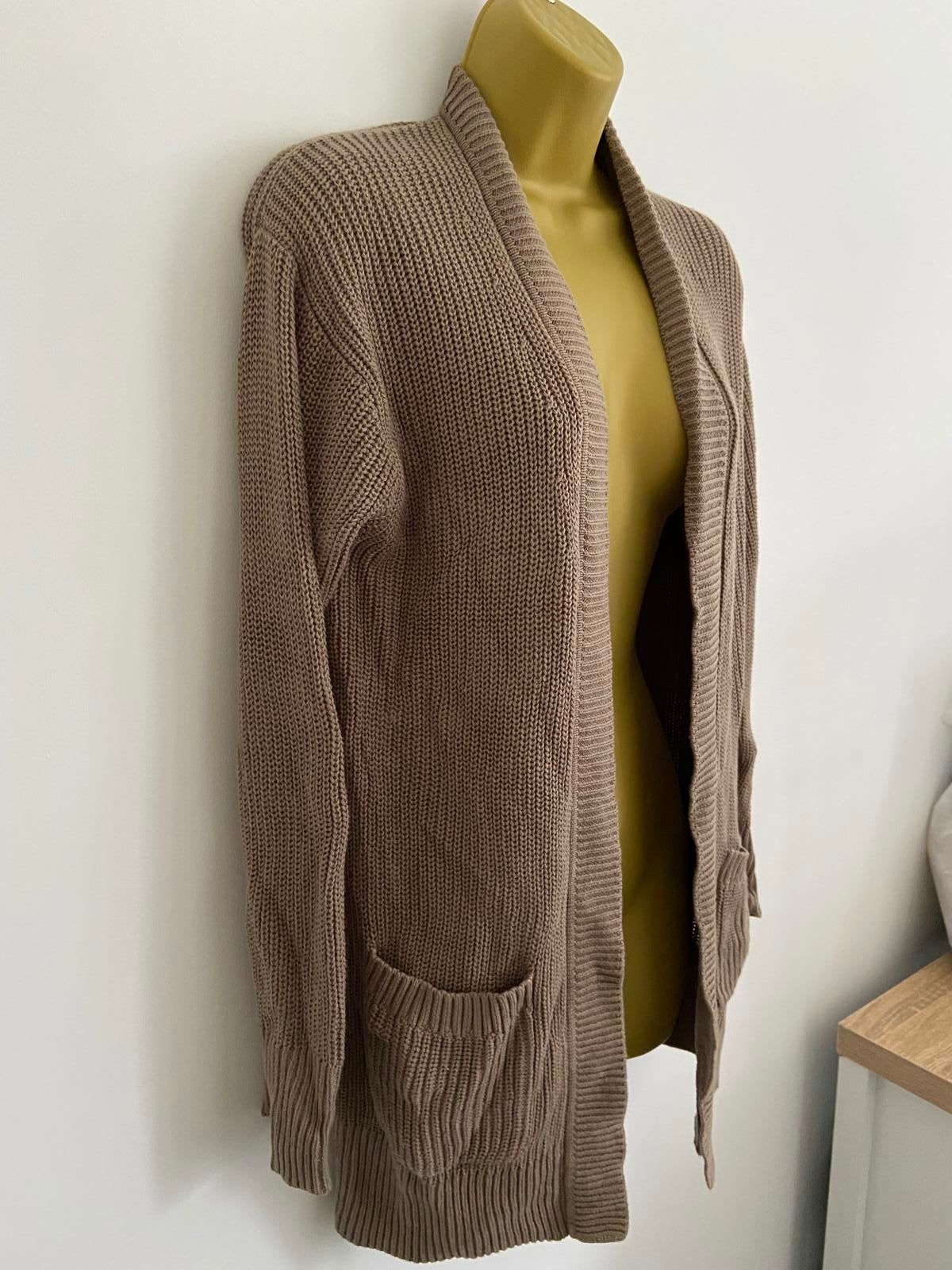 Max and Mia Ladies Brown Longline Cardigan -Chunky Rib Knit, Size Small, BNWOT