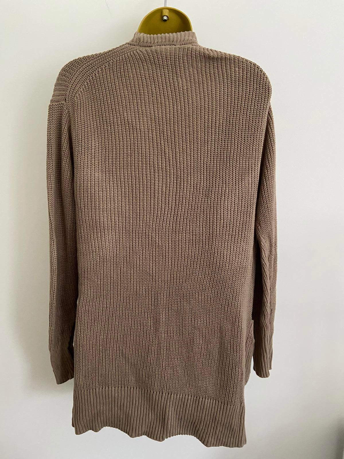 Max and Mia Ladies Brown Longline Cardigan -Chunky Rib Knit, Size Small, BNWOT