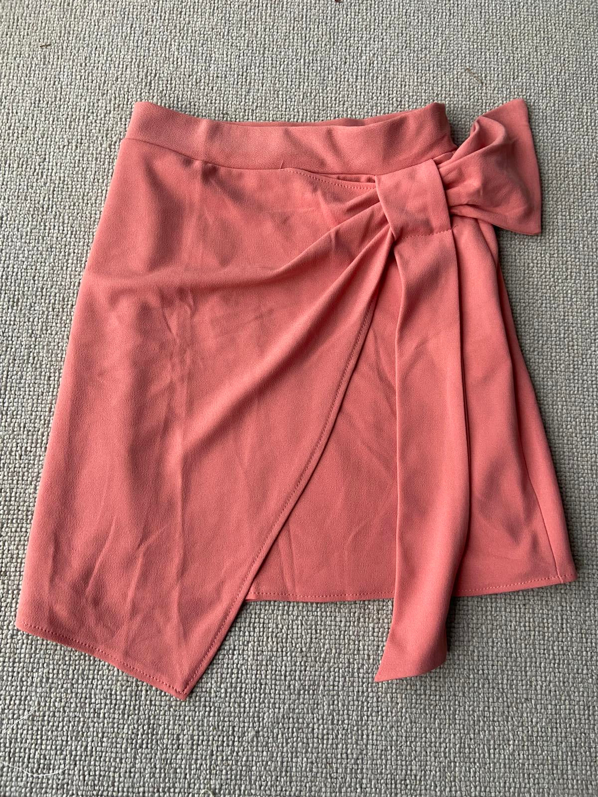 Boohoo Size 8 Peach Pink Bow Wrap Skirt