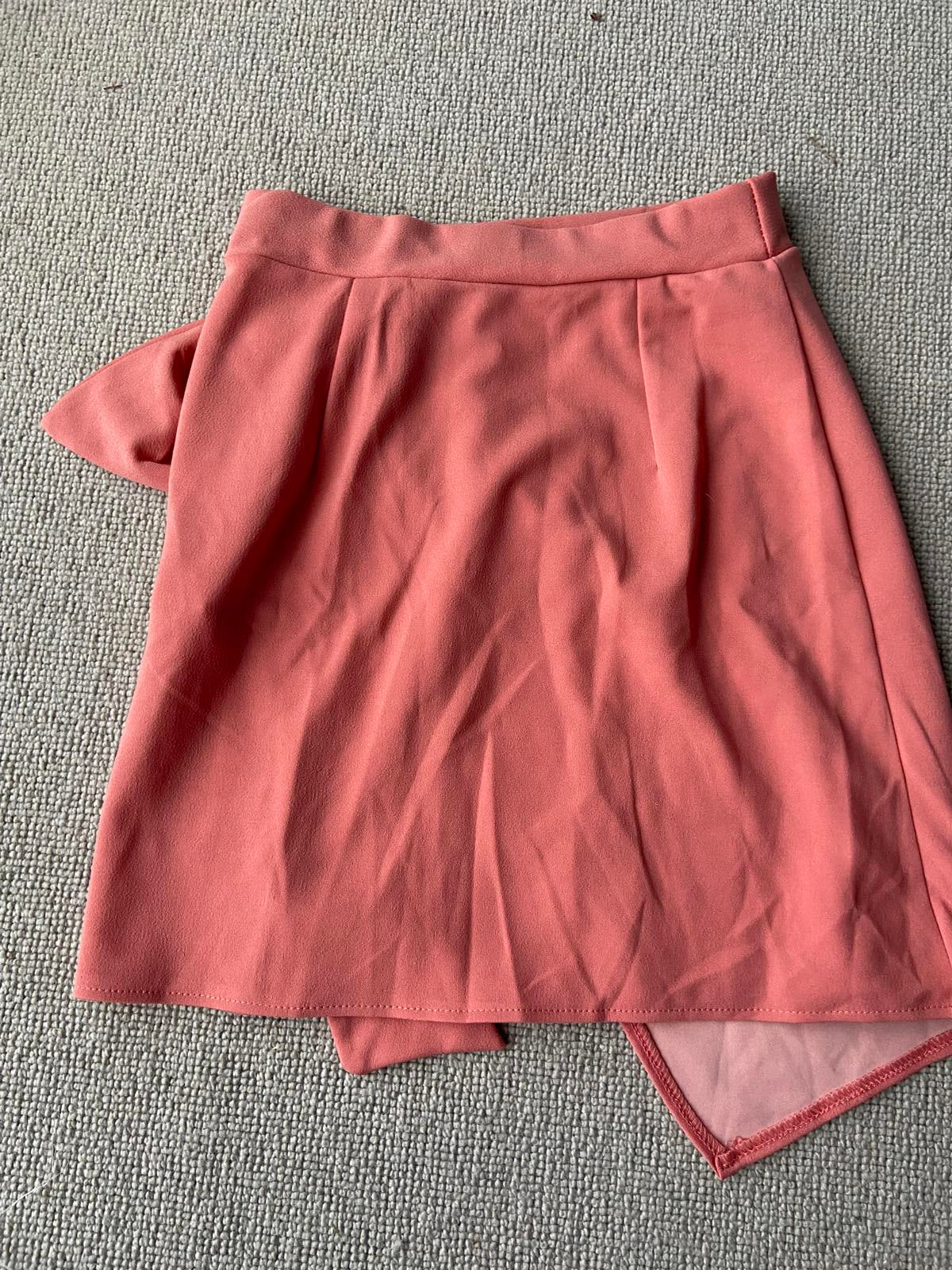 Boohoo Size 8 Peach Pink Bow Wrap Skirt
