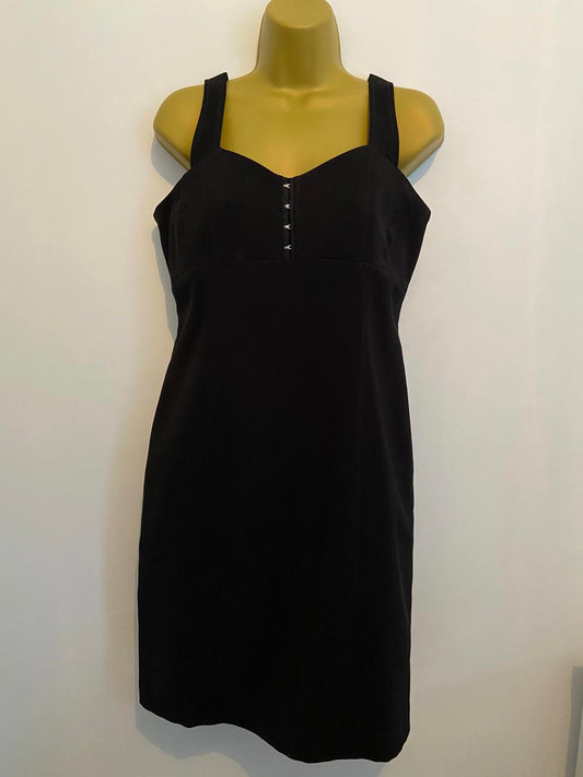 Black Sweetheart Bodycon Dress - Hook & Eye Bust Detail, UK Size 12