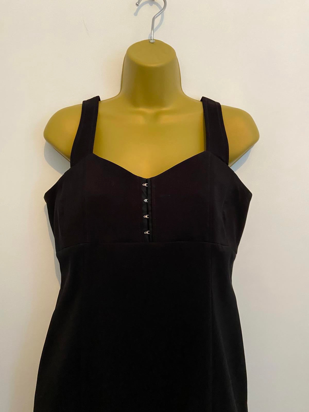Black Sweetheart Bodycon Dress - Hook & Eye Bust Detail, UK Size 12