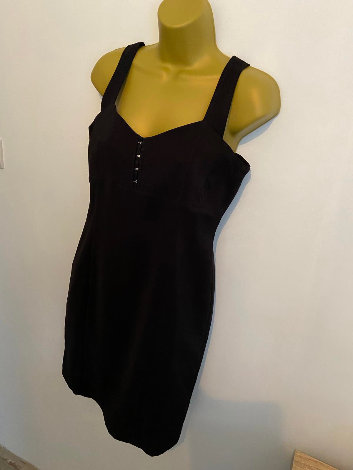 Black Sweetheart Bodycon Dress - Hook & Eye Bust Detail, UK Size 12