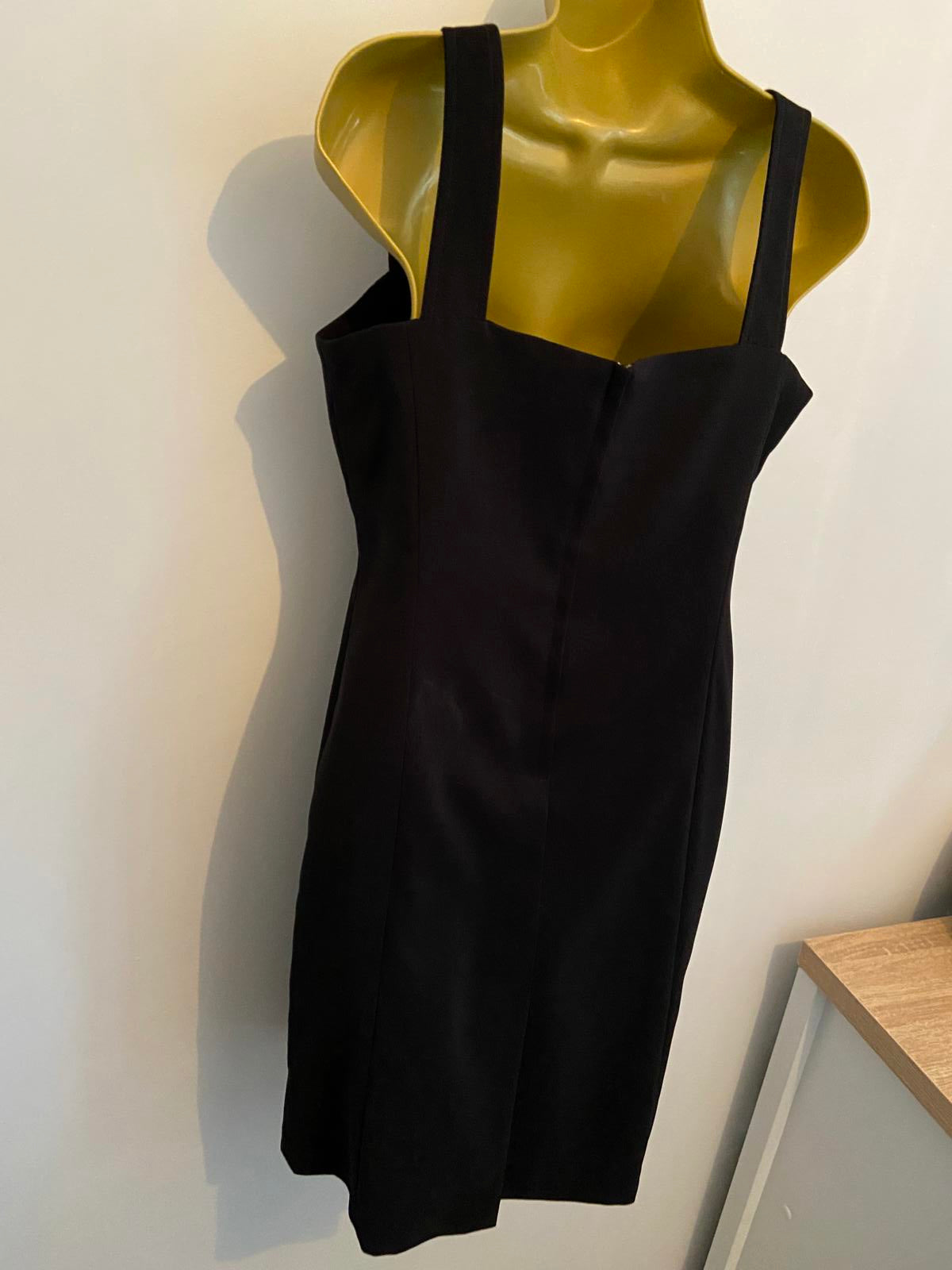 Black Sweetheart Bodycon Dress - Hook & Eye Bust Detail, UK Size 12