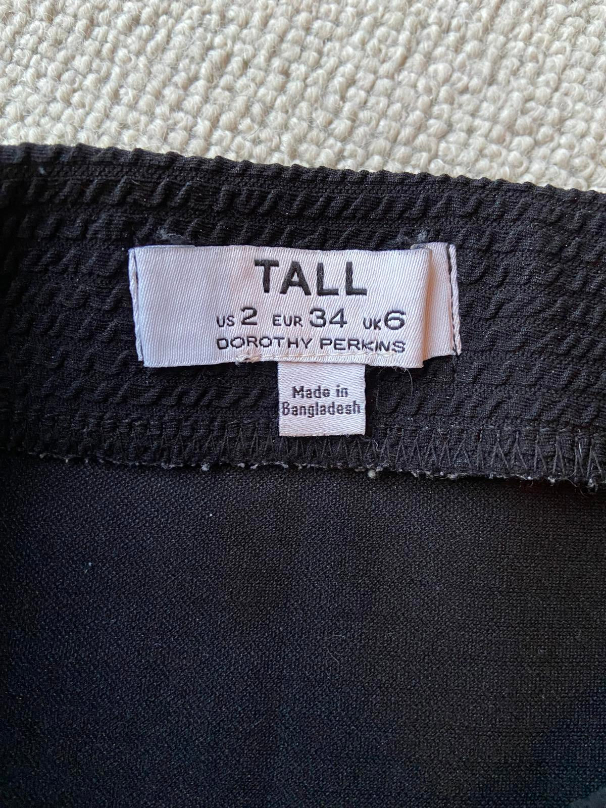 Dorothy Perkins Size 6 Tall Black Pencil Skirt