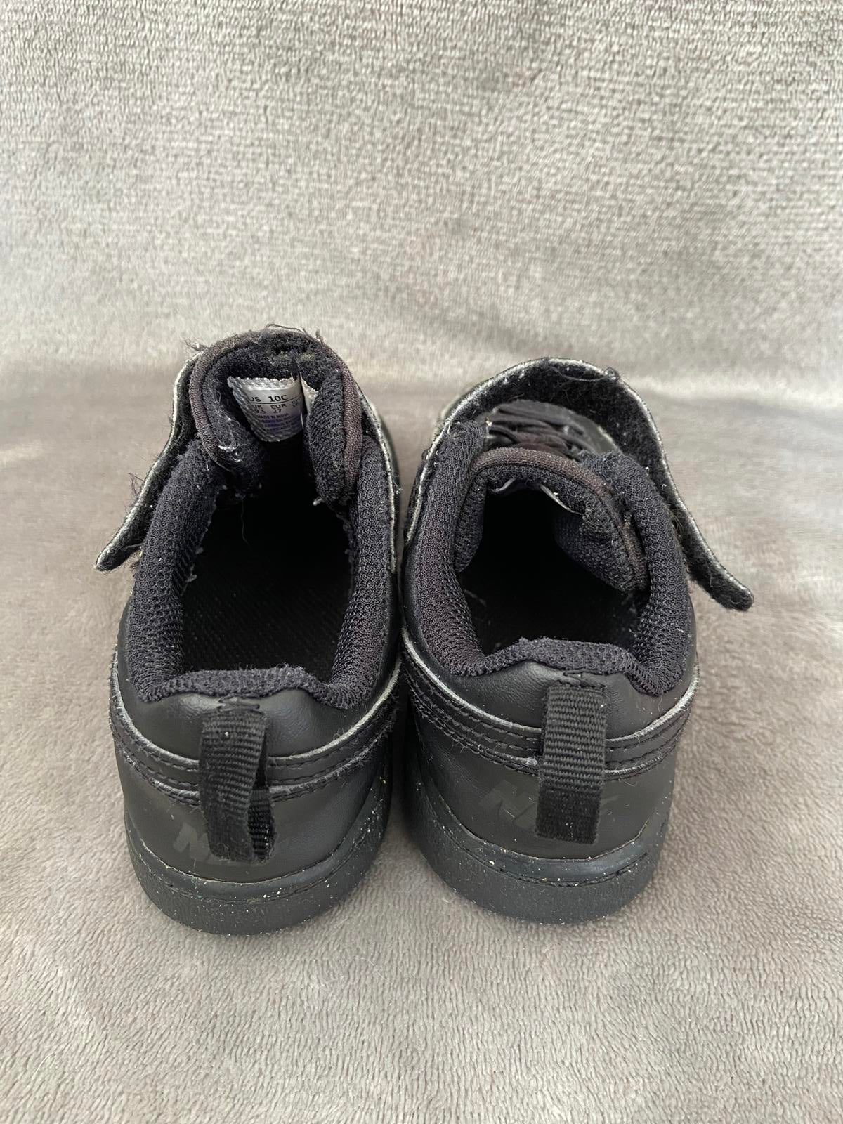 Nike Boys Black Trainers UK Size 9.5 Toddler Shoes Hook & Loop Fastening