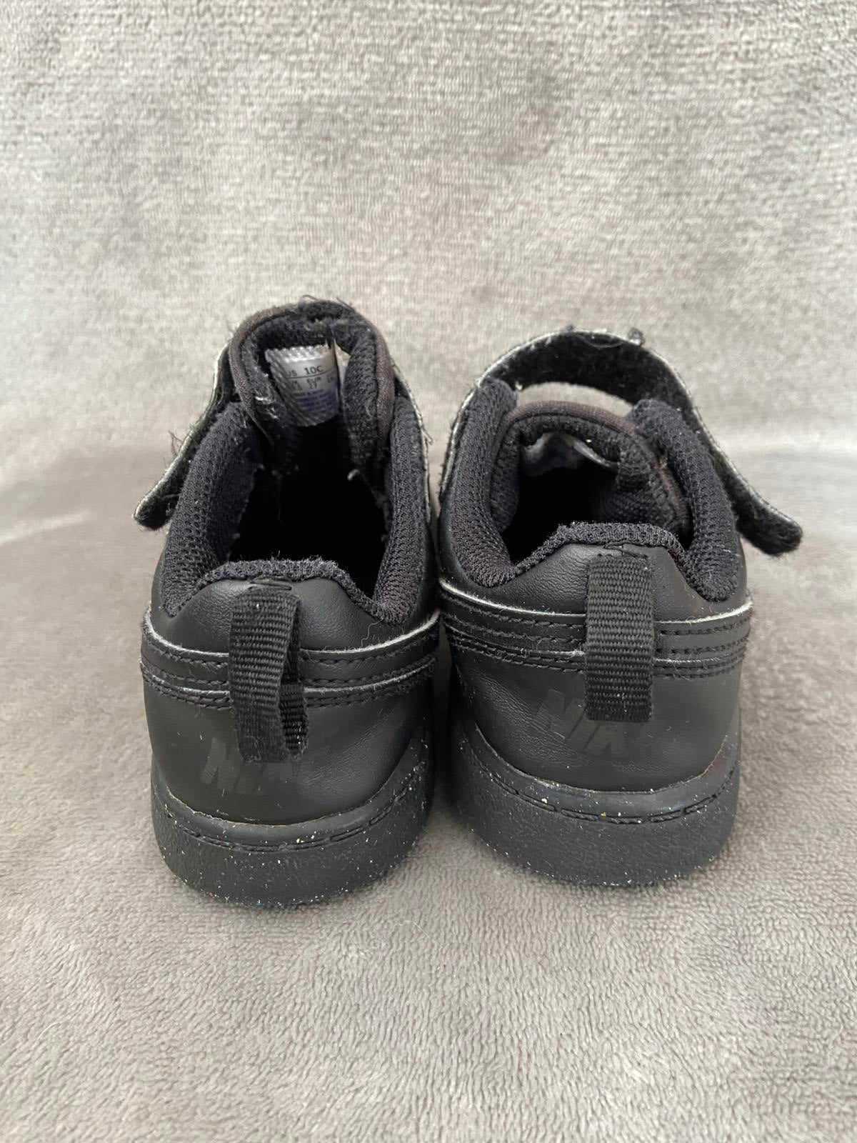 Nike Boys Black Trainers UK Size 9.5 Toddler Shoes Hook & Loop Fastening