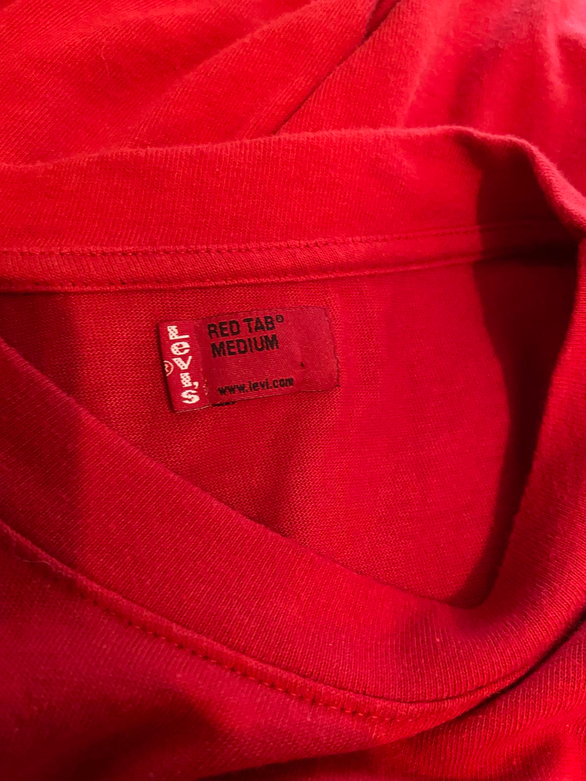 Levi's Plain Red T-Shirt - Short Sleeve, Round Neck, Soft Blend, Size Medium