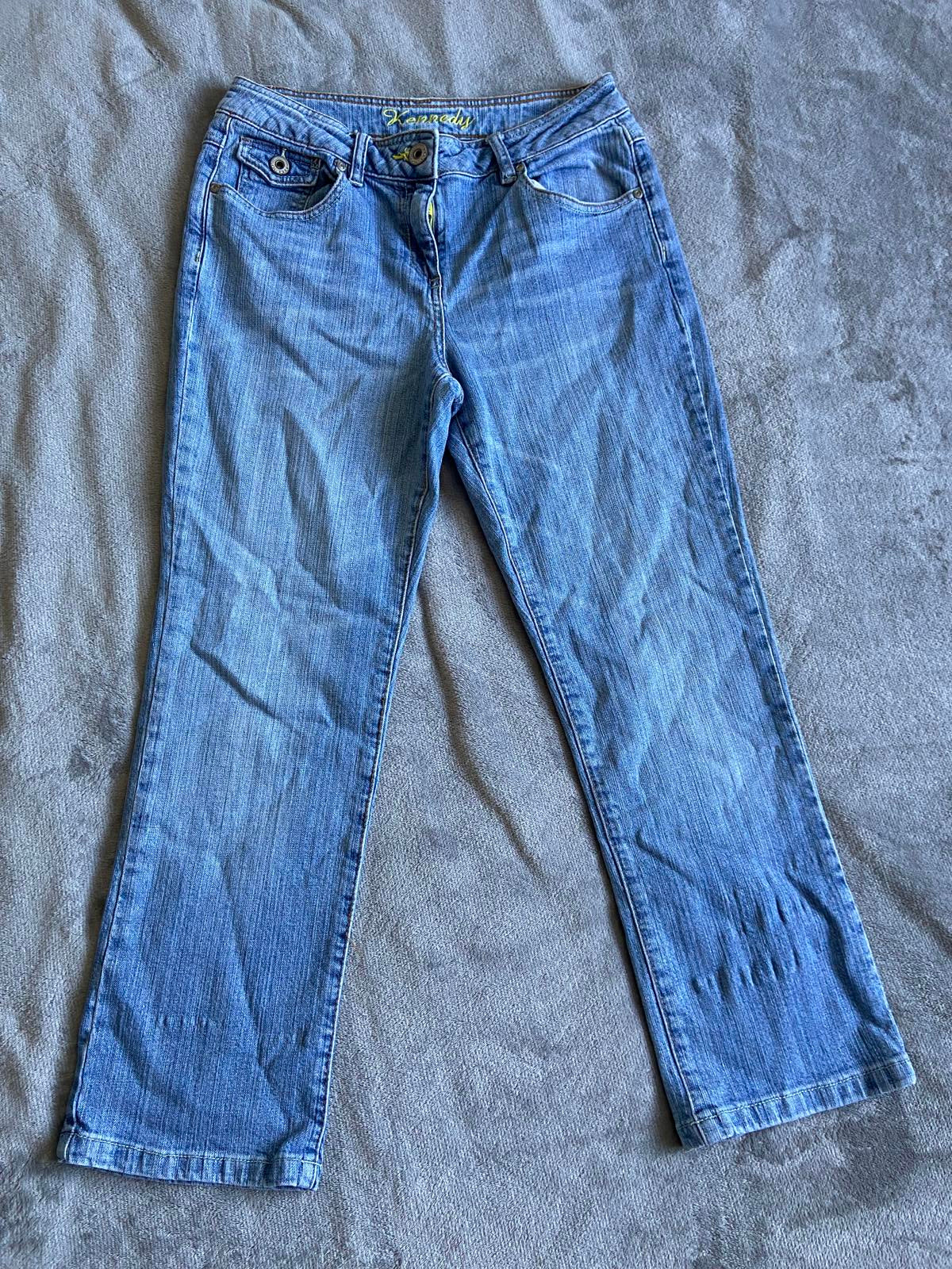 South Kennedy Size 12 Light Wash Denim Jeans Crooped Embellished Back Pockets