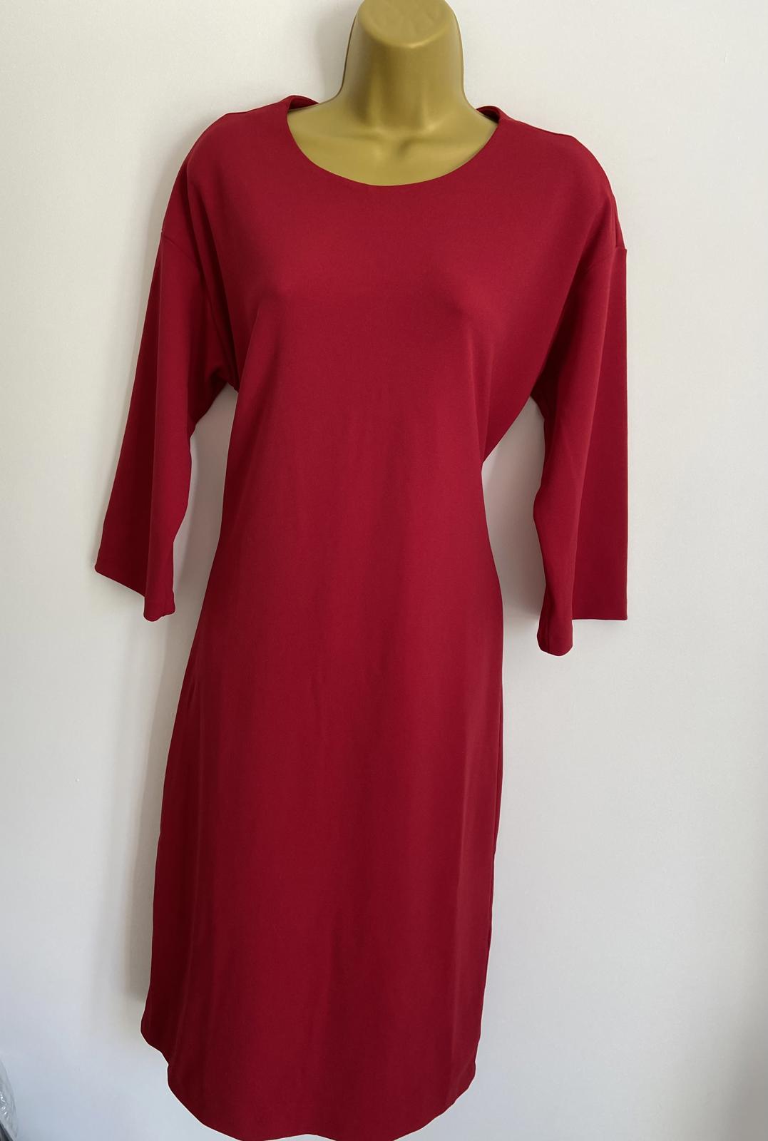 Warehouse Size 12 Red Long Sleeve Dress with Waist Tie Detail