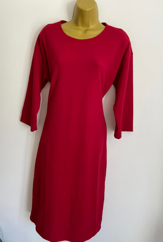 Warehouse Size 12 Red Long Sleeve Dress with Waist Tie Detail