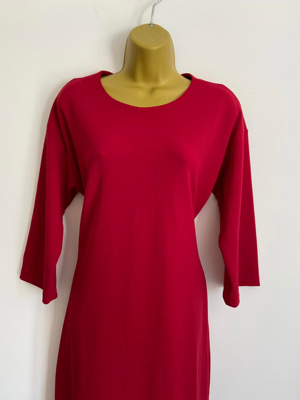 Warehouse Size 12 Red Long Sleeve Dress with Waist Tie Detail
