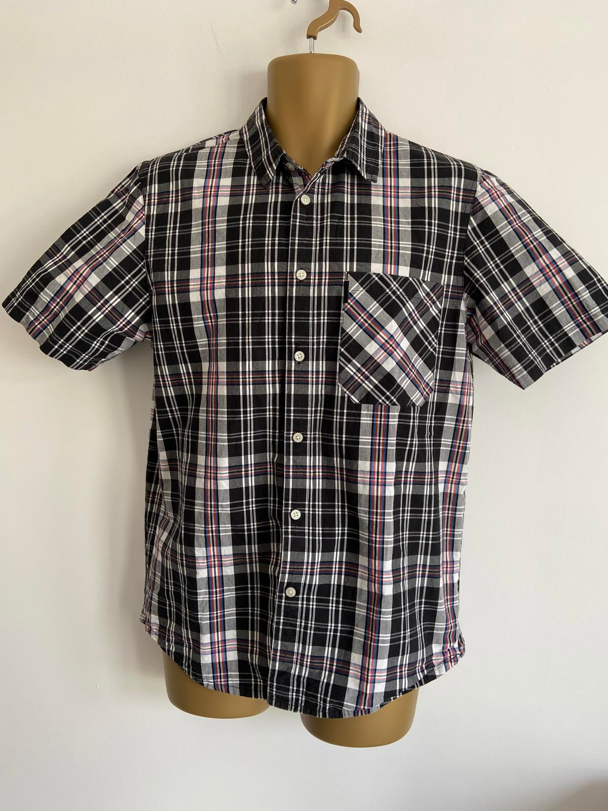 Bench Black Checked Short Sleeve Shirt Medium