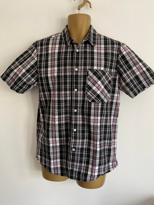 Bench Black Checked Short Sleeve Shirt Medium