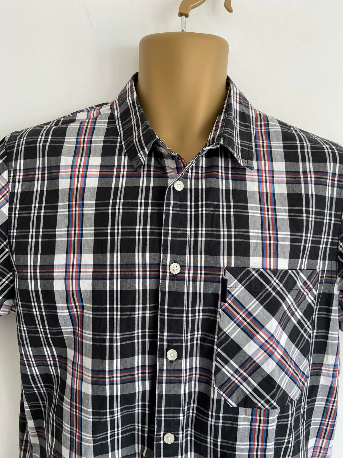 Bench Black Checked Short Sleeve Shirt Medium