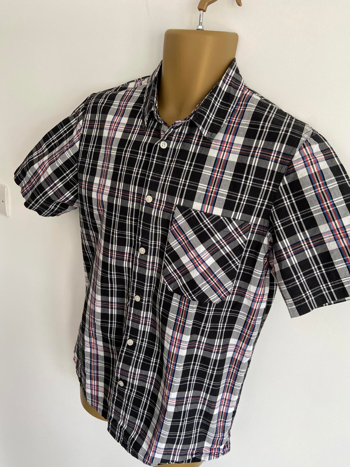 Bench Black Checked Short Sleeve Shirt Medium