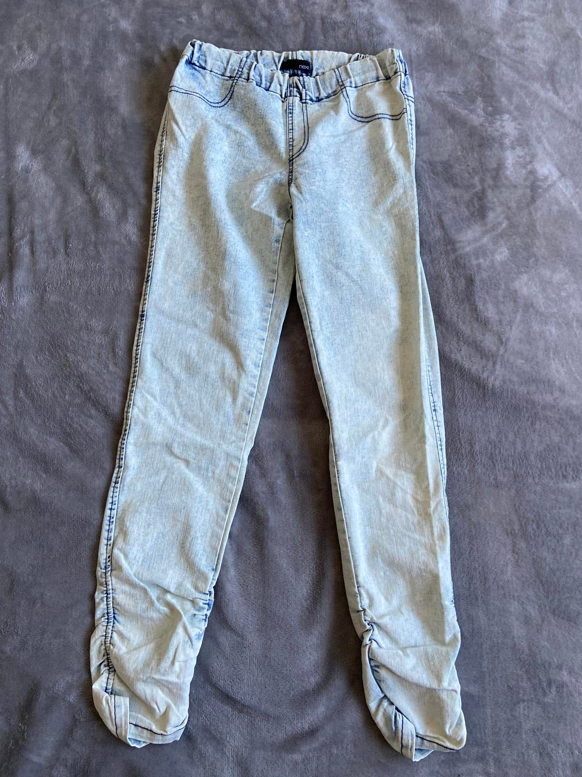 Next Size 10 Regular Light Wash Jeggings Ruched Elasticated Ankle 70cm Leg