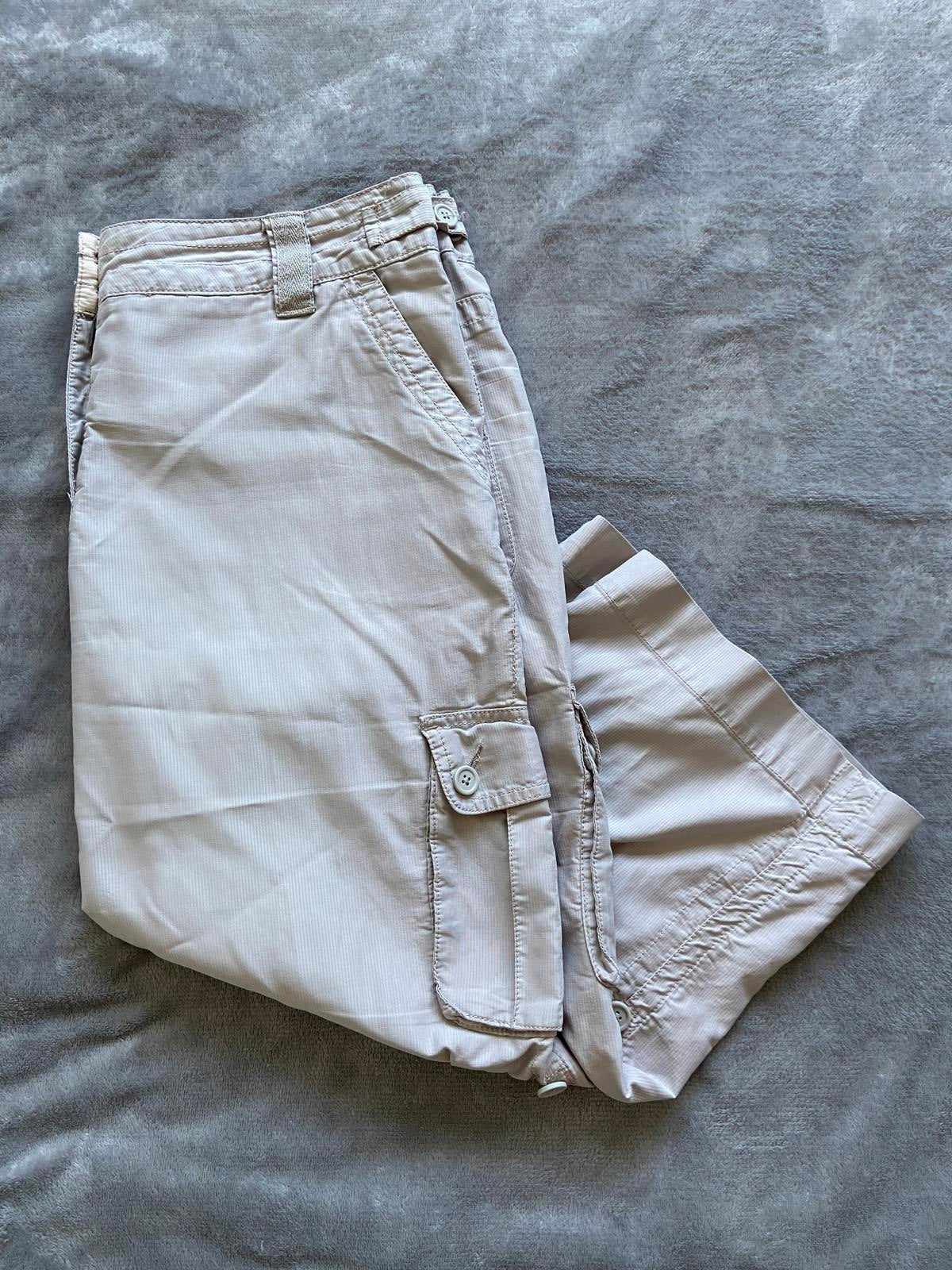 George Size 14 Beige Cropped 3/4 Length Combat Style Trousers 53cm Leg