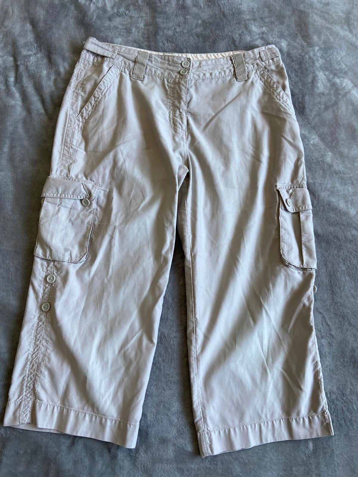 George Size 14 Beige Cropped 3/4 Length Combat Style Trousers 53cm Leg