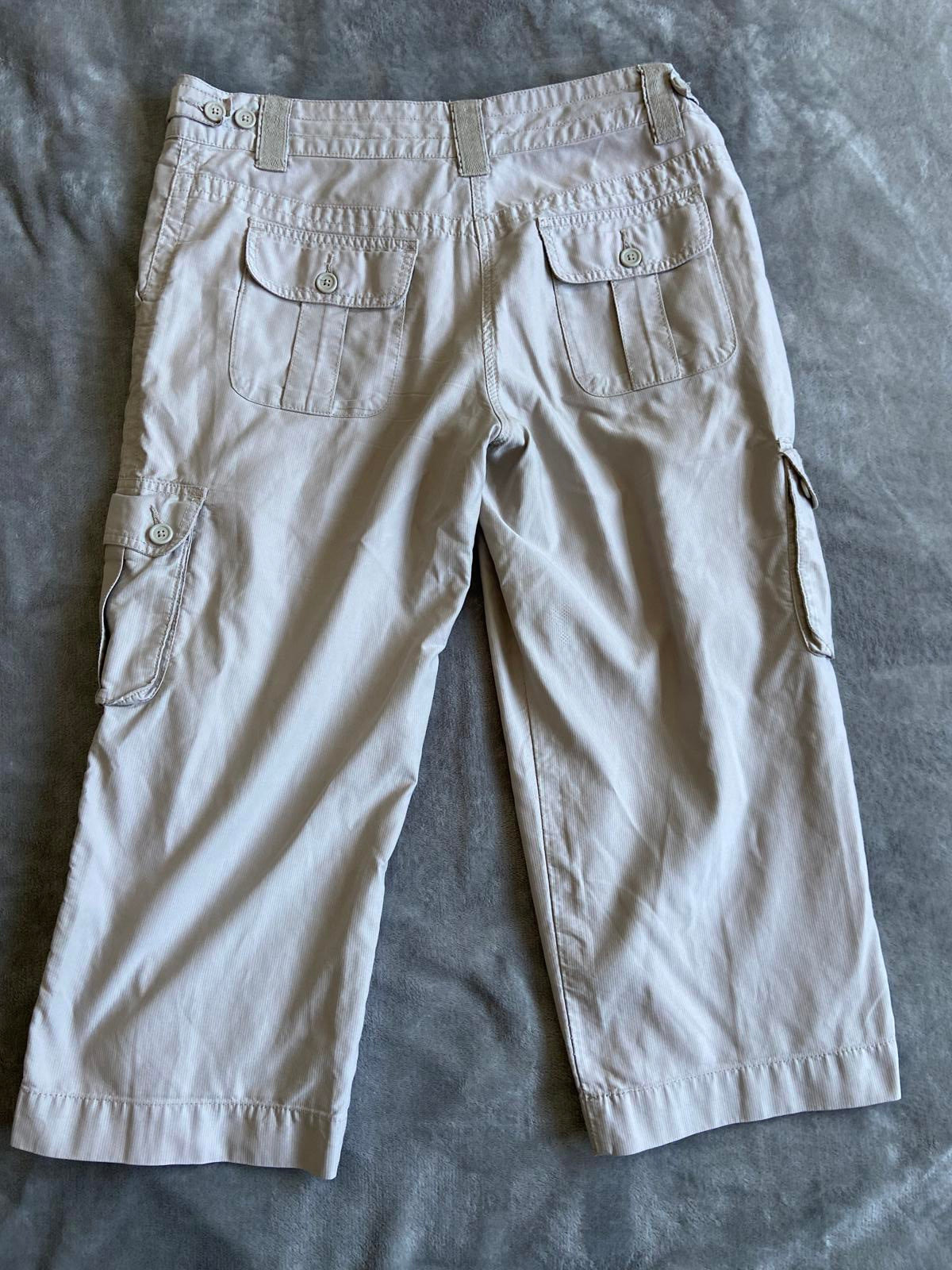 George Size 14 Beige Cropped 3/4 Length Combat Style Trousers 53cm Leg