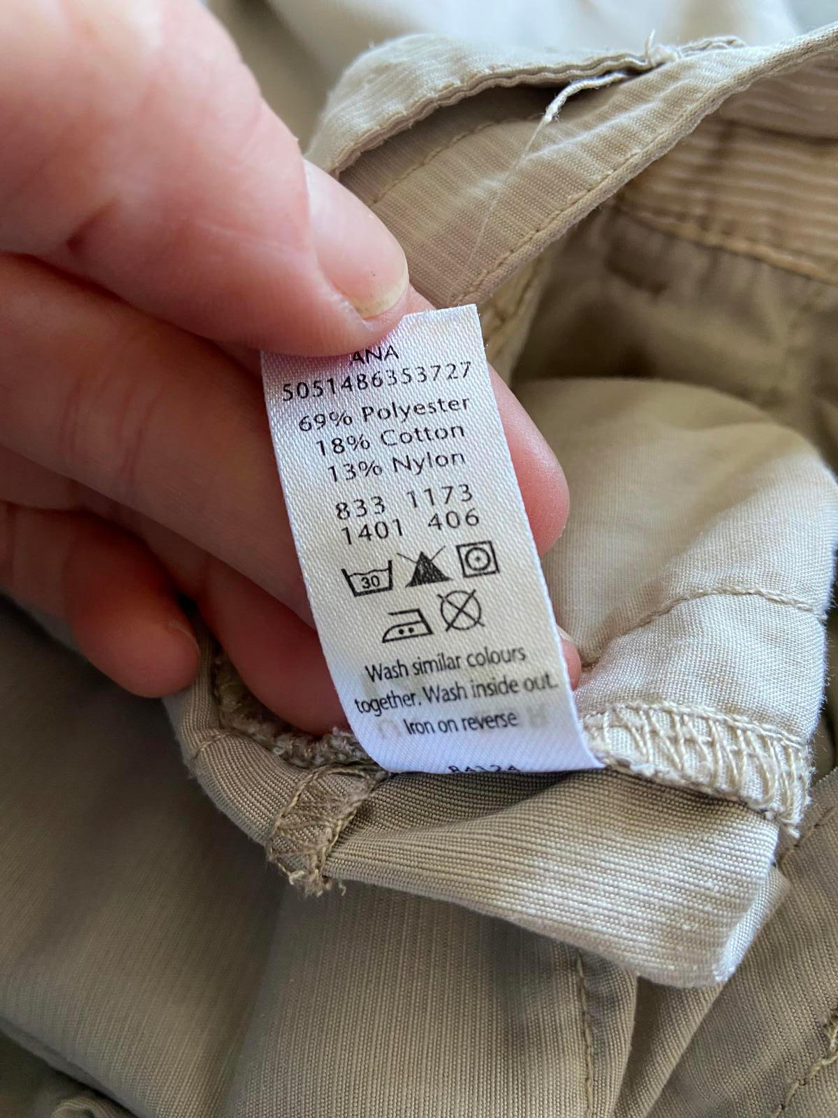 George Size 14 Beige Cropped 3/4 Length Combat Style Trousers 53cm Leg