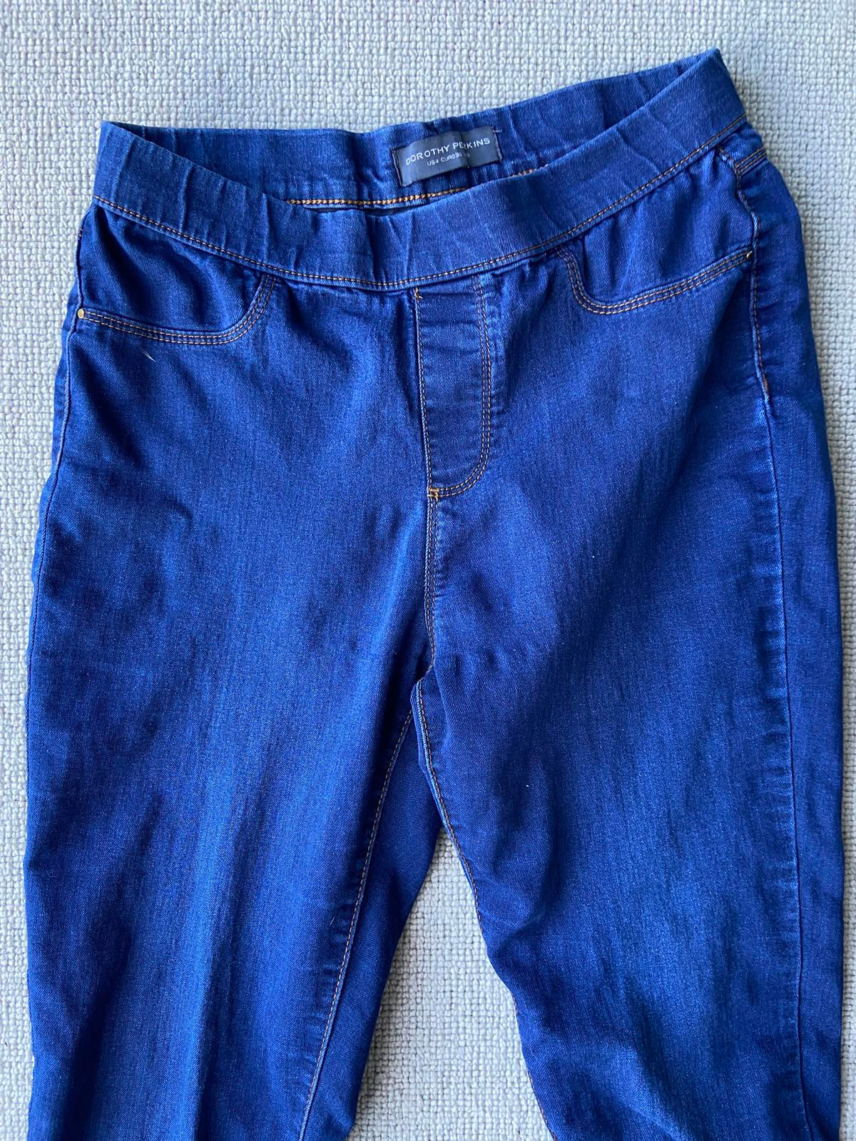 Dorothy Perkins Blue Jeggings with Orange Stitching Size 8