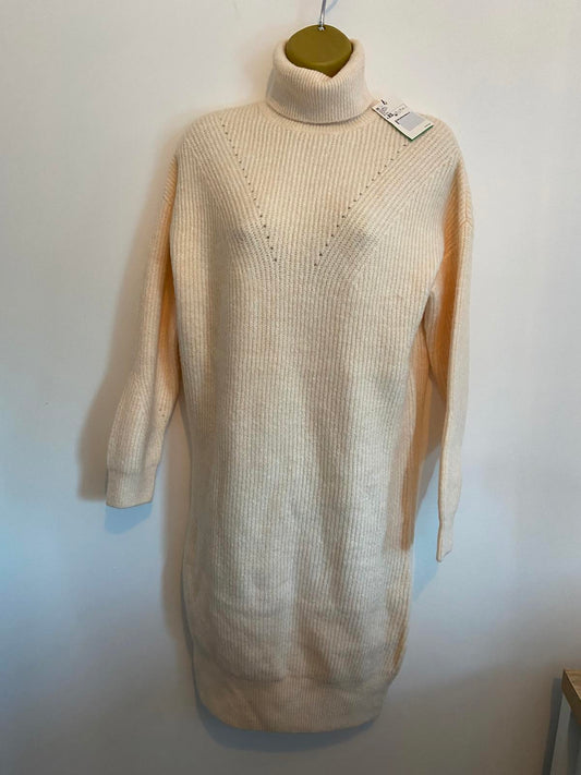 Pimkie Ladies Ribbed Turtleneck Sweater Dress - Beige/Peach, Size XS, BNWT