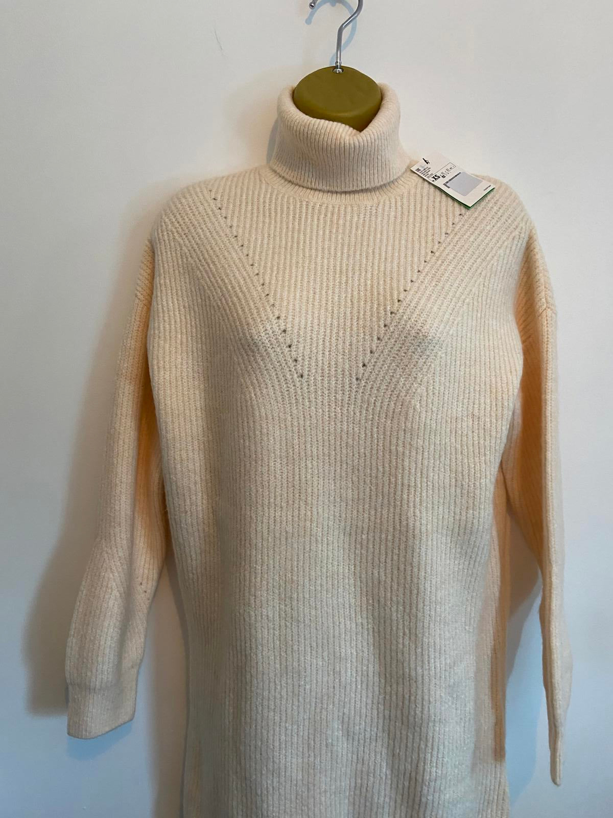Pimkie Ladies Ribbed Turtleneck Sweater Dress - Beige/Peach, Size XS, BNWT