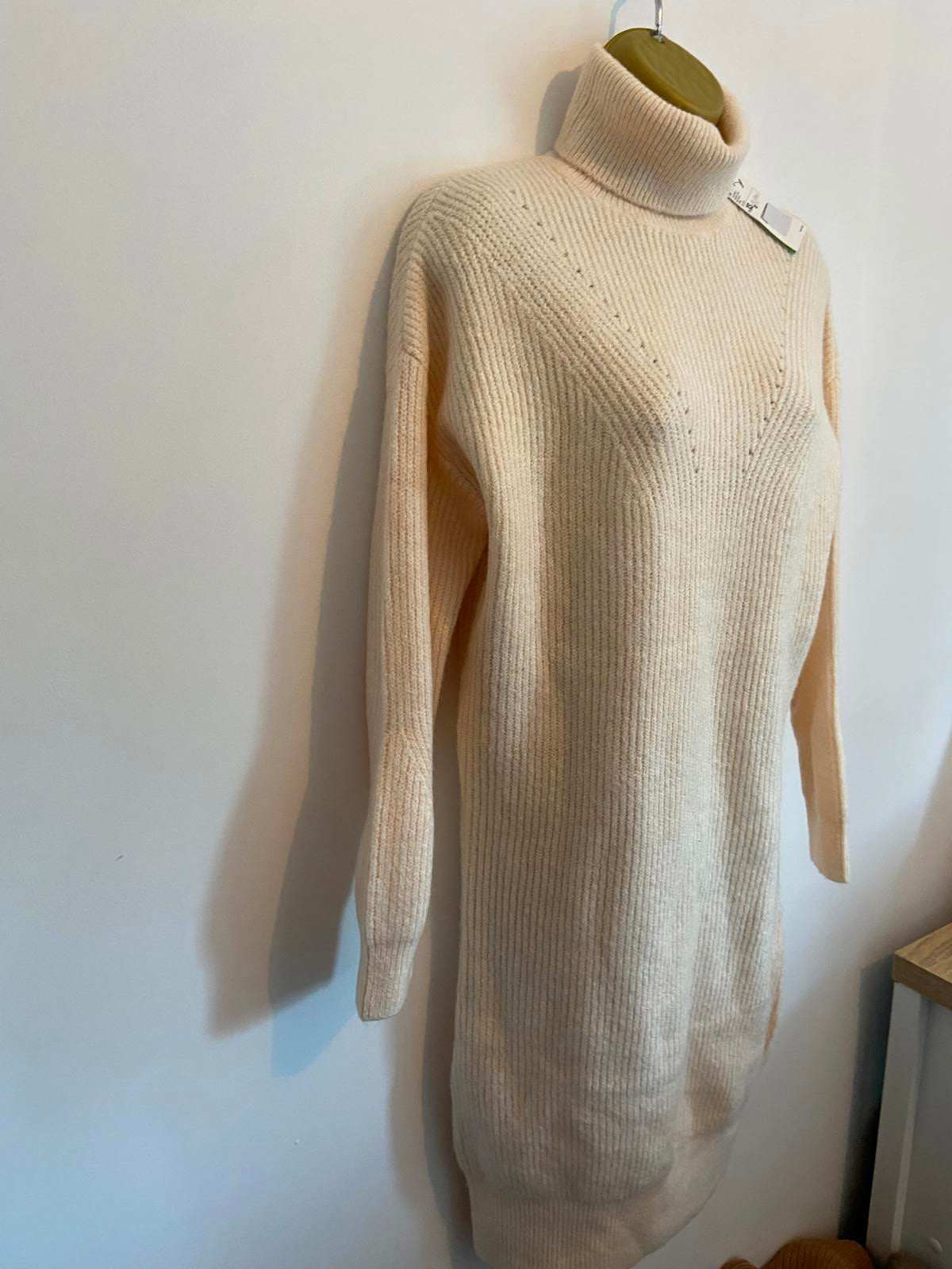 Pimkie Ladies Ribbed Turtleneck Sweater Dress - Beige/Peach, Size XS, BNWT