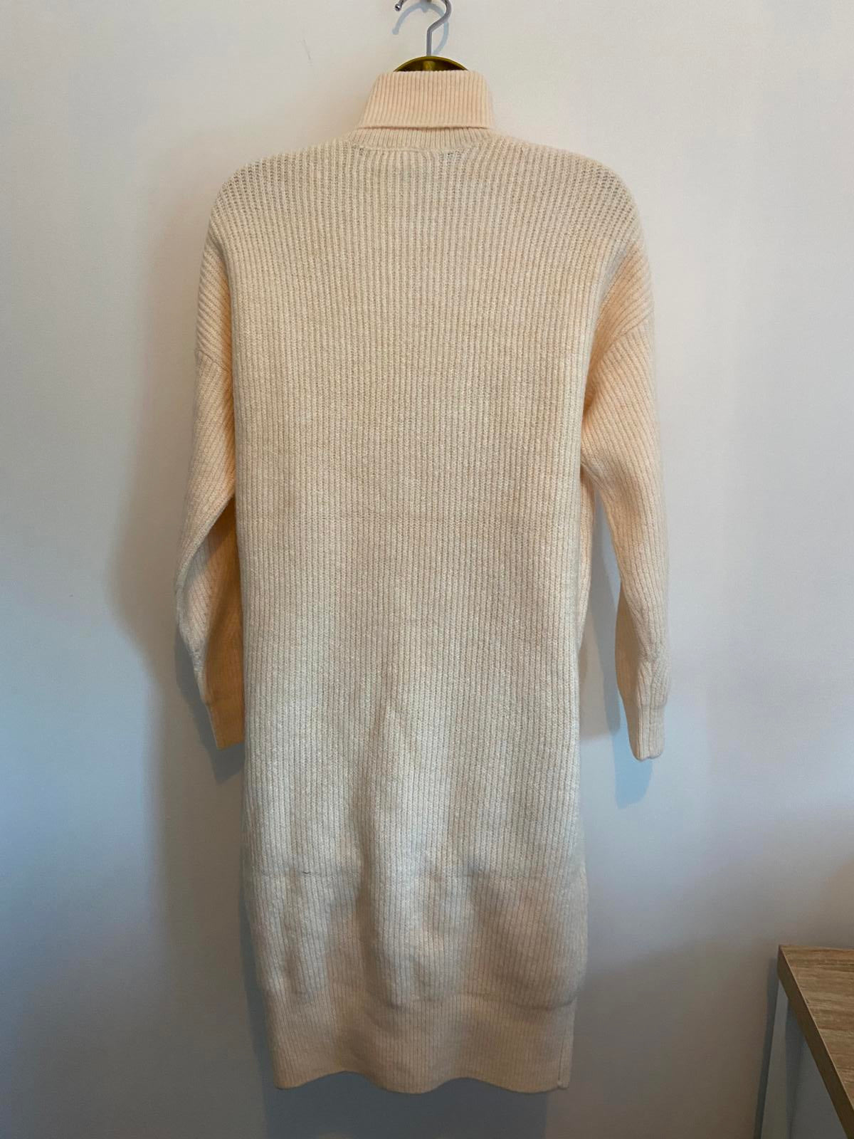 Pimkie Ladies Ribbed Turtleneck Sweater Dress - Beige/Peach, Size XS, BNWT