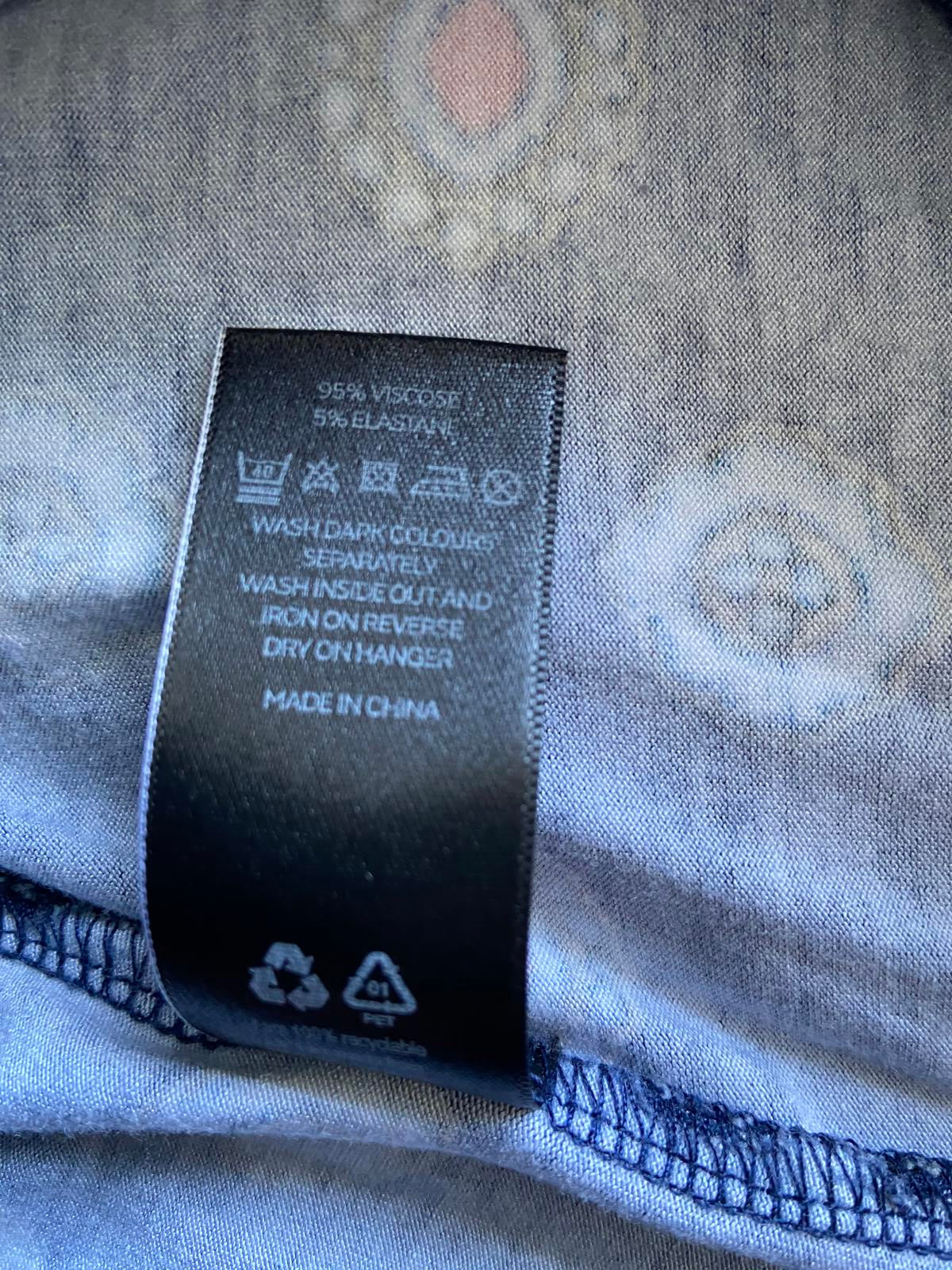 Very Size 12 Navy Patterned Trousers Elasticated Waist & Cuffs Casual