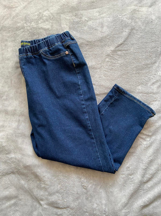 Sugar Crisp Size 18 Navy Blue Cropped Jeggings Orange Stitching Detail 56cm Leg