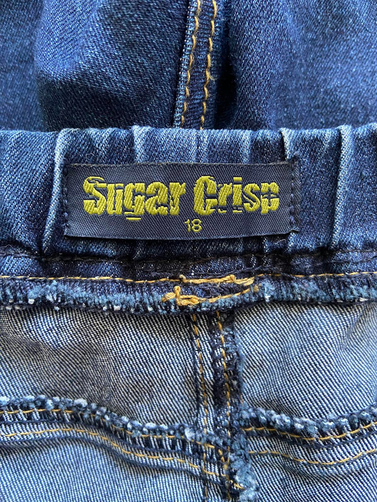 Sugar Crisp Size 18 Navy Blue Cropped Jeggings Orange Stitching Detail 56cm Leg