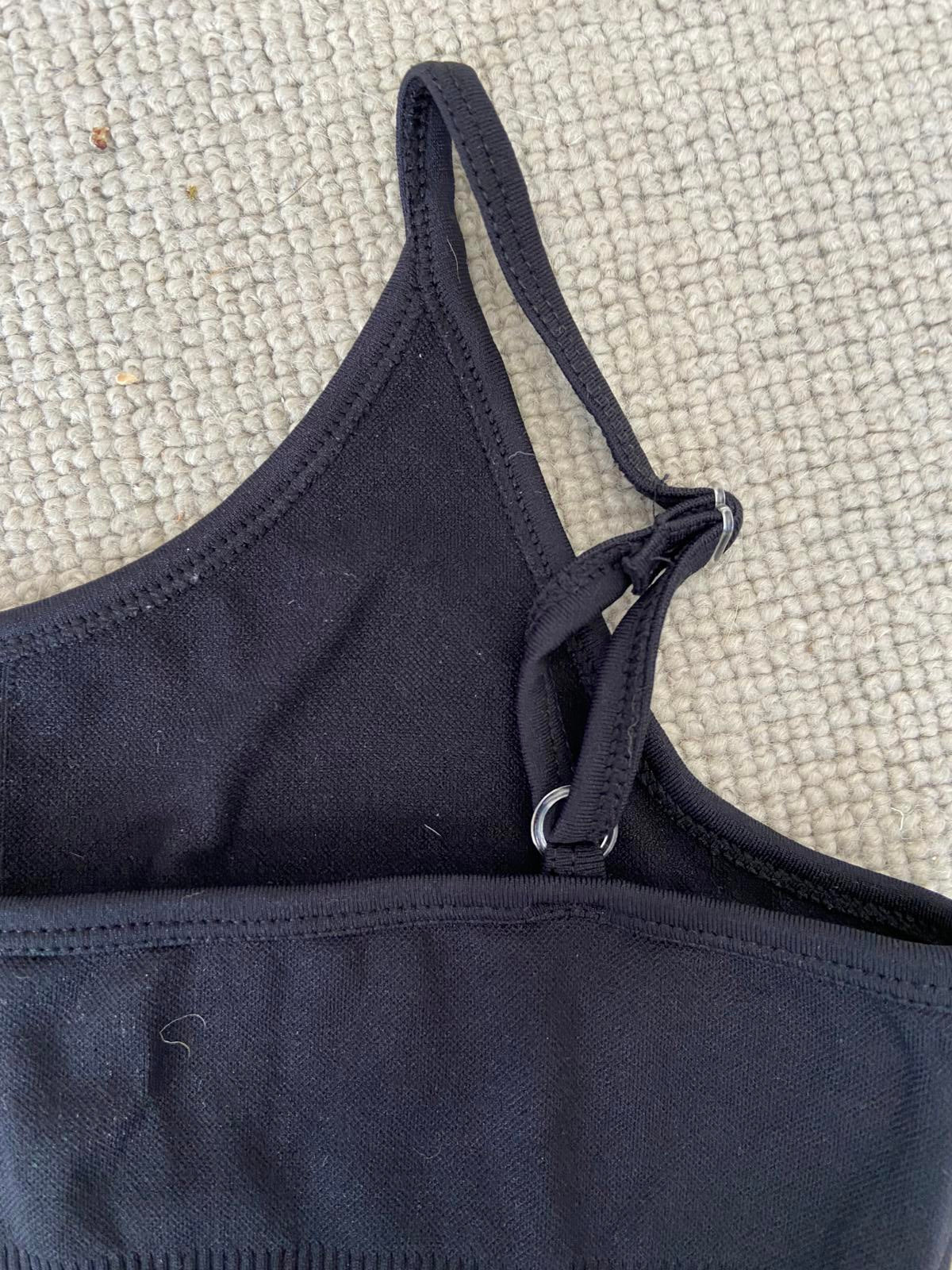 Small Black Ribbed Sports Bra with Adjustable Straps