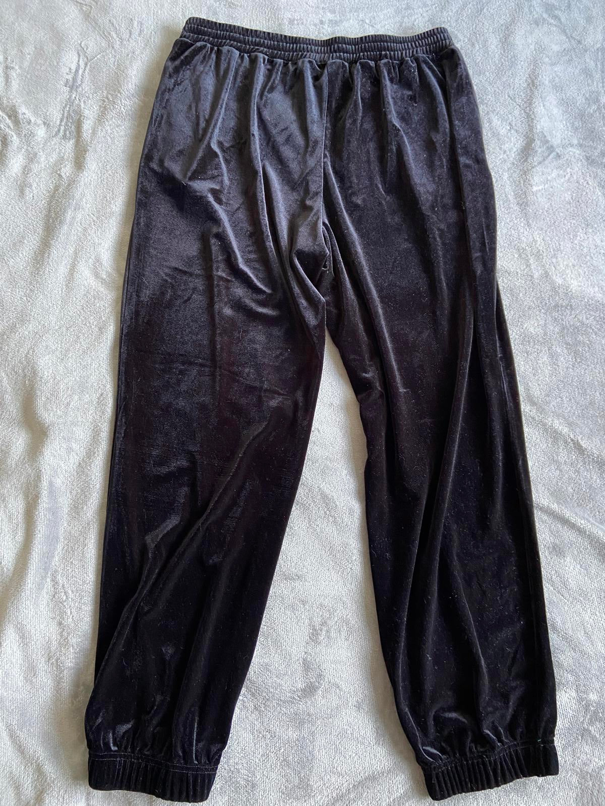 Monsoon Black Crushed Velvet Trousers Elasticated Waist Approx UK 16-18