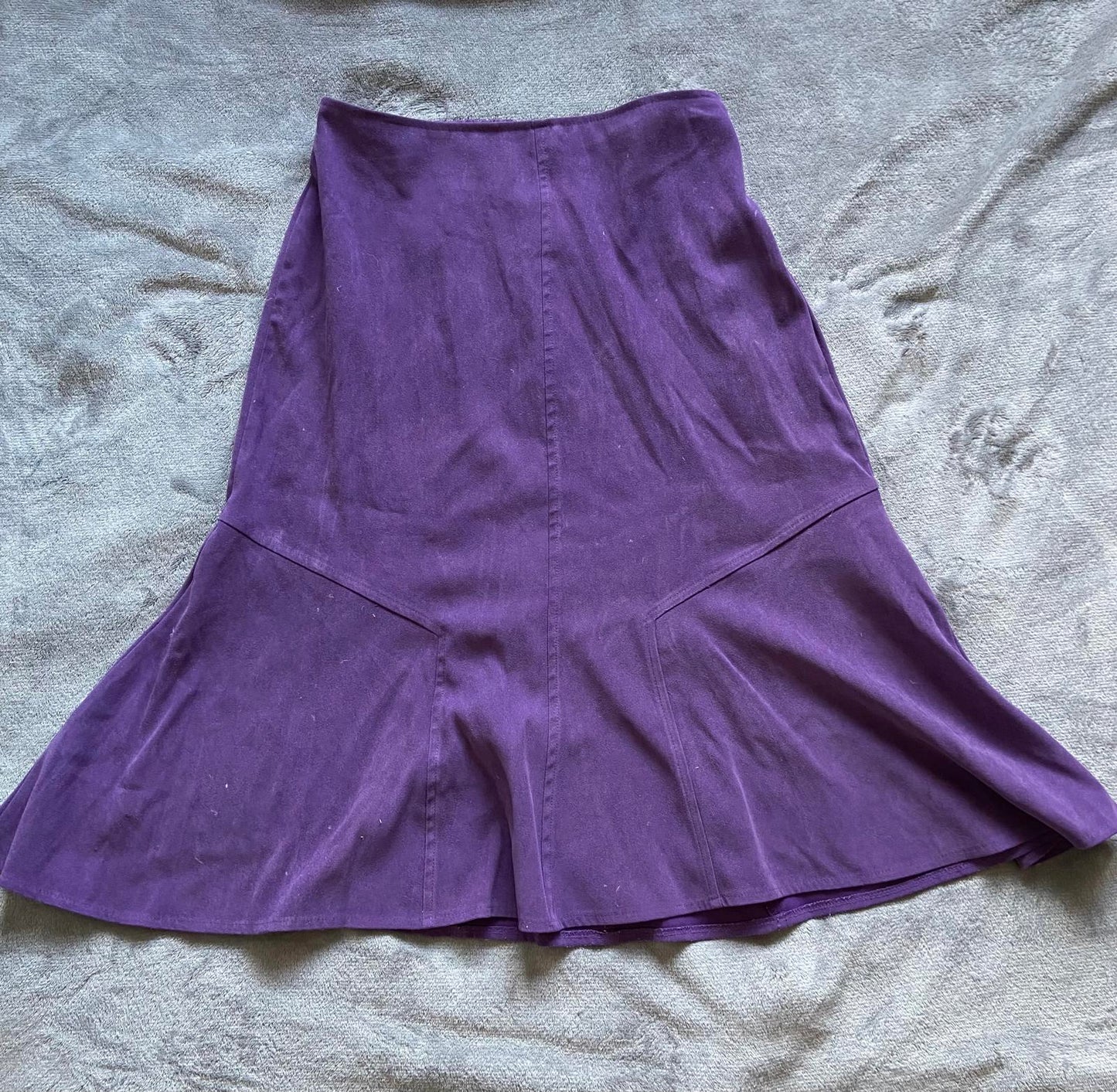 Damart Size 10 Purple Textured Midi Skirt Elasticated Waist Casual