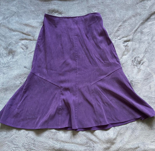 Damart Size 10 Purple Textured Midi Skirt Elasticated Waist Casual