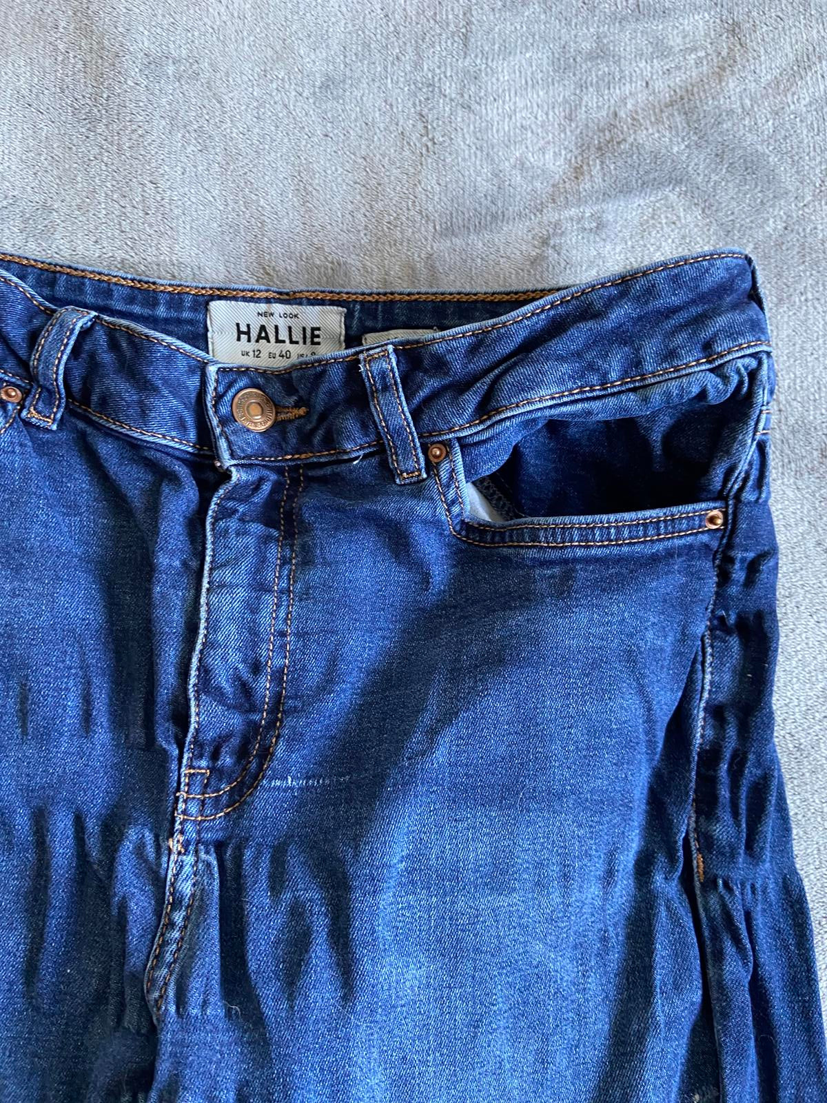 New Look Hallie Disco Jeans Size 12 Blue High Waisted Skinny 69cm Leg