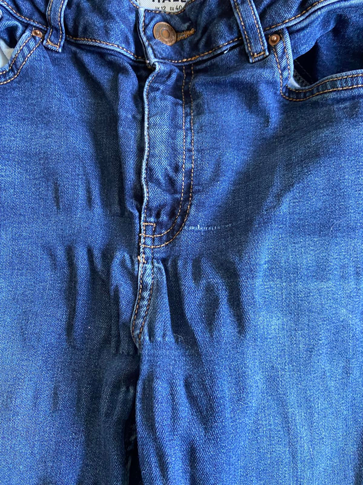 New Look Hallie Disco Jeans Size 12 Blue High Waisted Skinny 69cm Leg