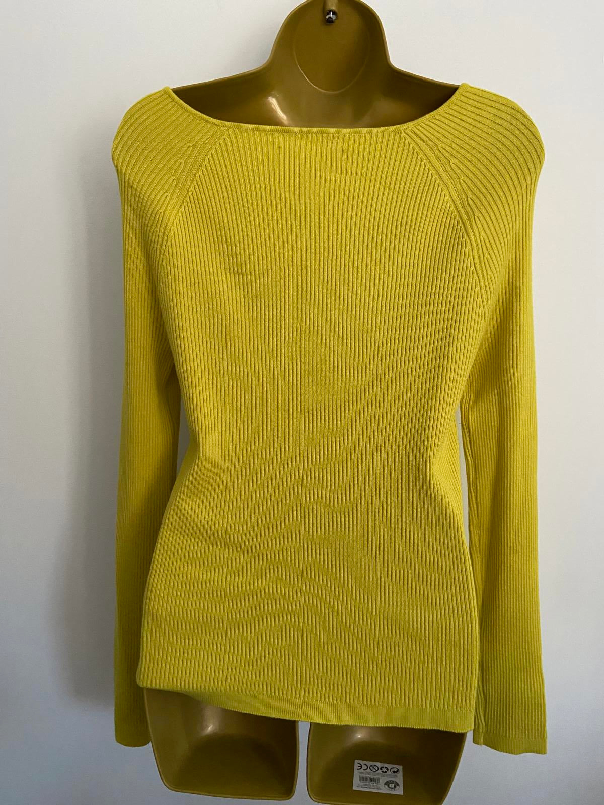 Primark Ladies Yellow Ribbed V-Neck Jumper - Bright Colour, Size XL 18-20