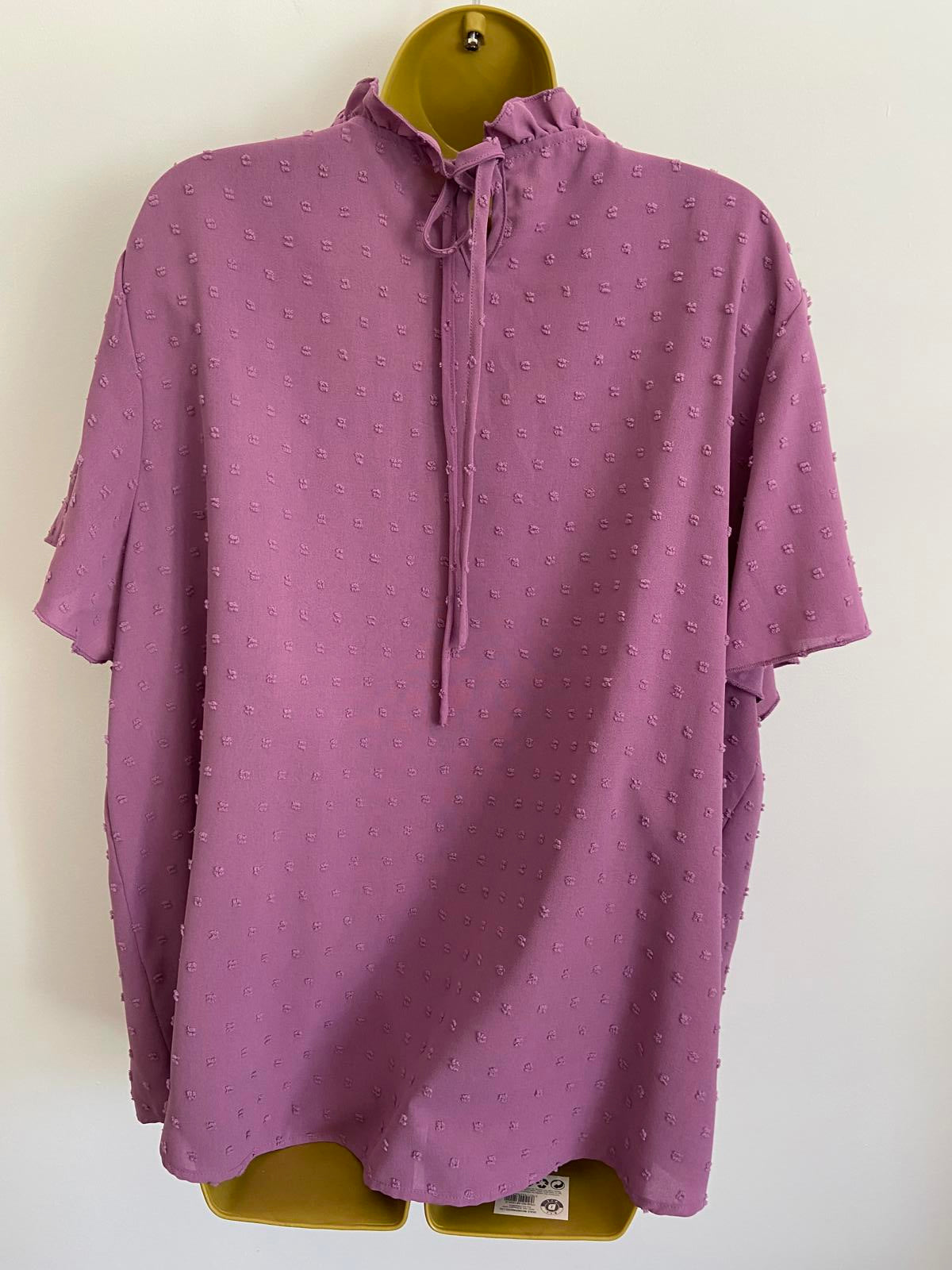 Shein Curve 4XL Lilac Blouse Short Sleeve Smocked Smock Top