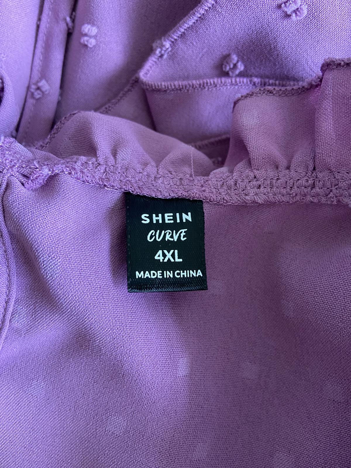 Shein Curve 4XL Lilac Blouse Short Sleeve Smocked Smock Top