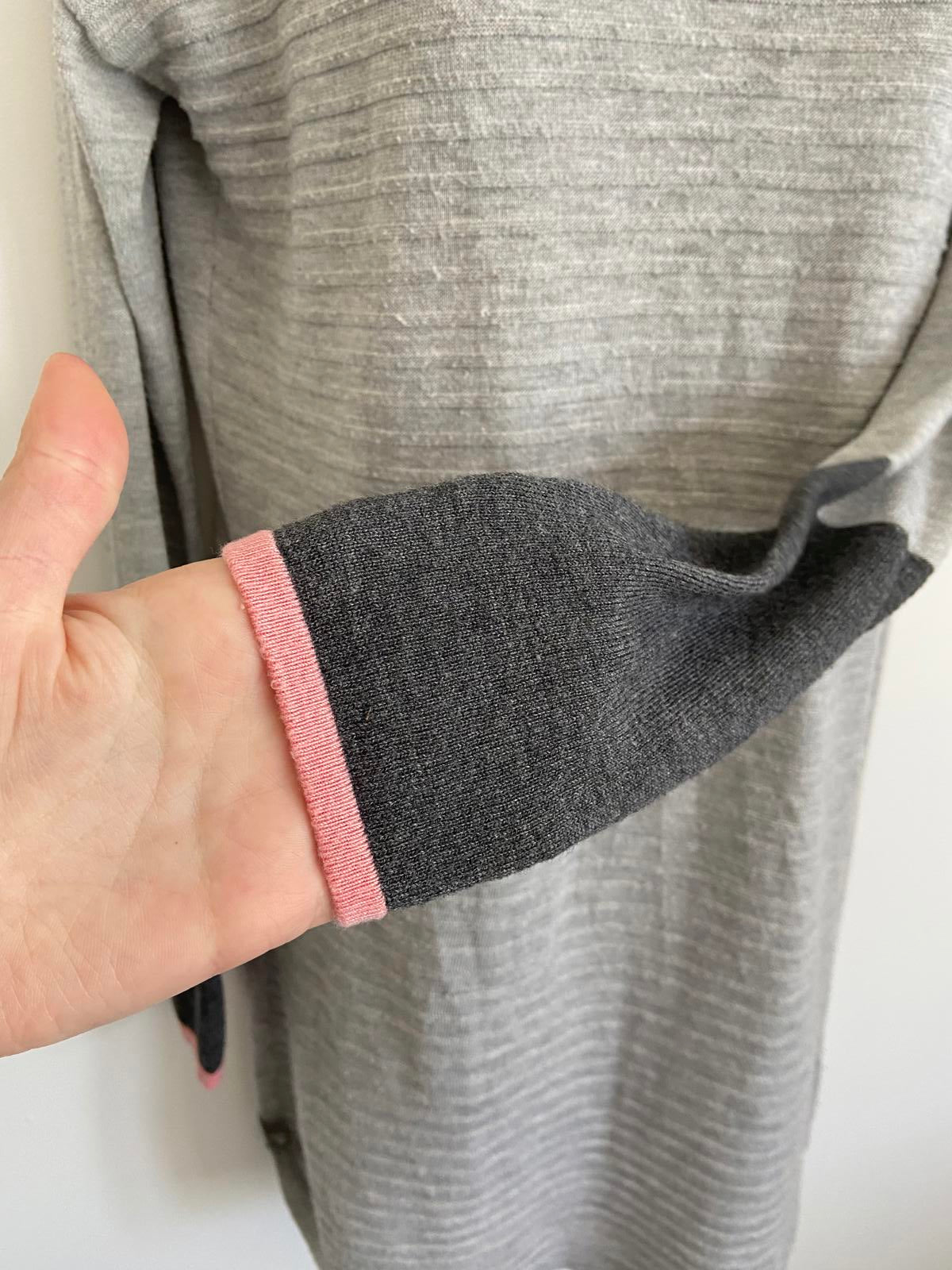 Capsule Size 8-10 Grey Colour Block Longline Sweater Pink Trim Jumper