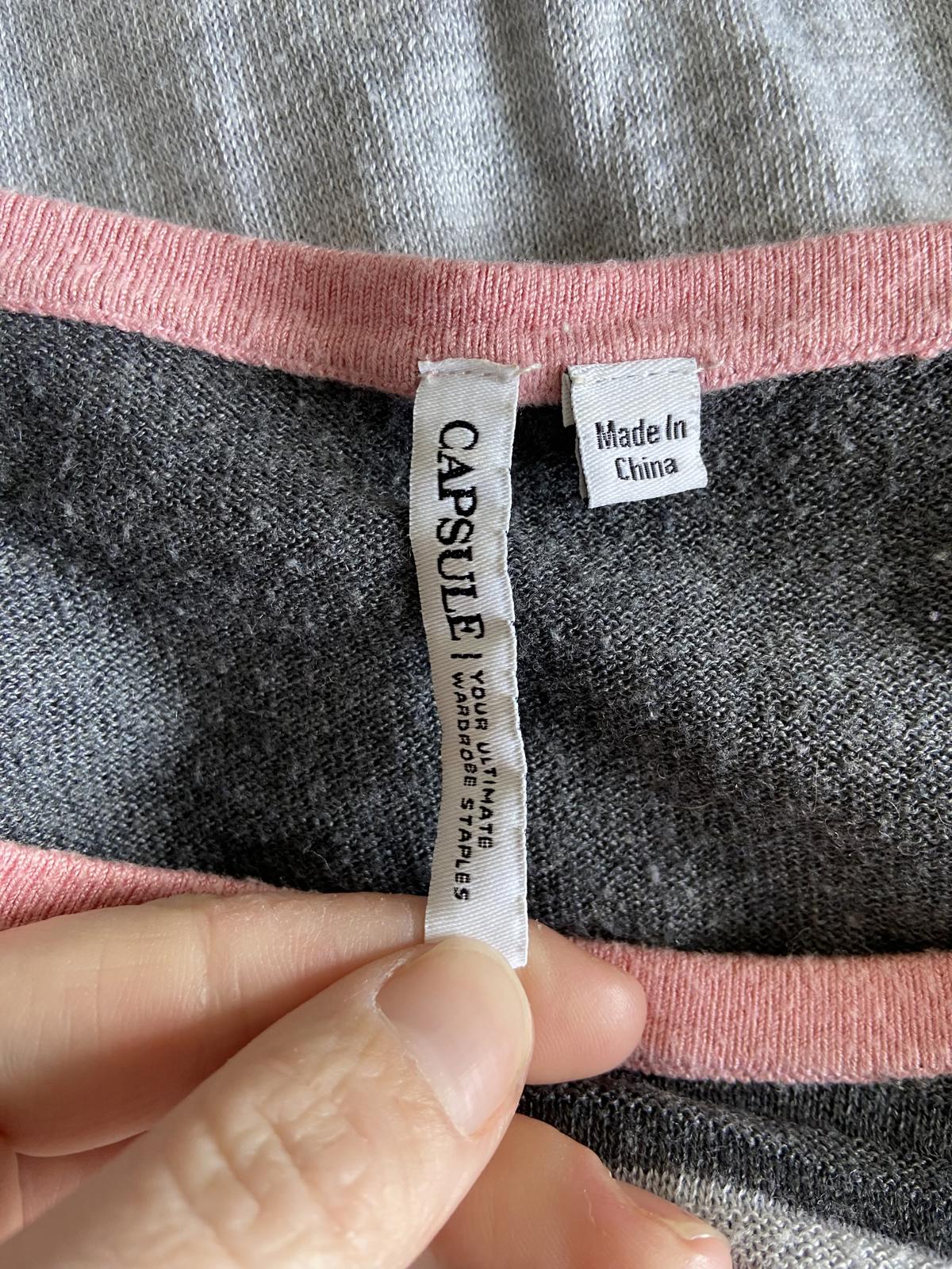 Capsule Size 8-10 Grey Colour Block Longline Sweater Pink Trim Jumper