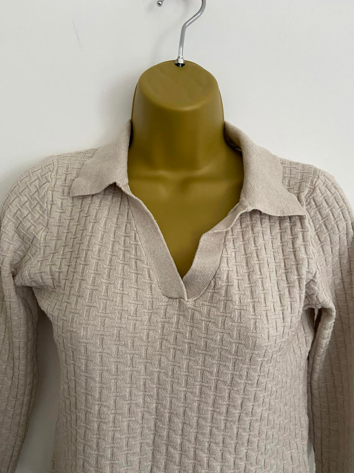 Mataland Cropped Polo Collar Sweater, Long Sleeve Jumper, Age 13/Size Small, New